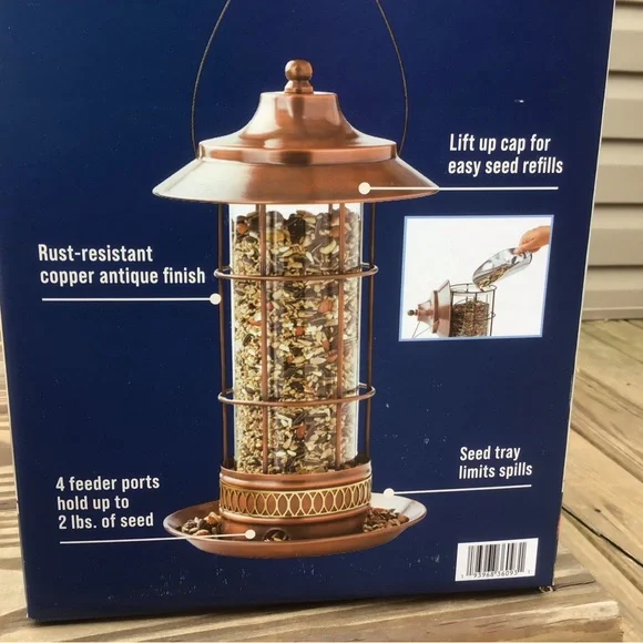 NEW Copper Finish Bird Feeder, Holds Up to 2 LBS - Picture 4 of 9